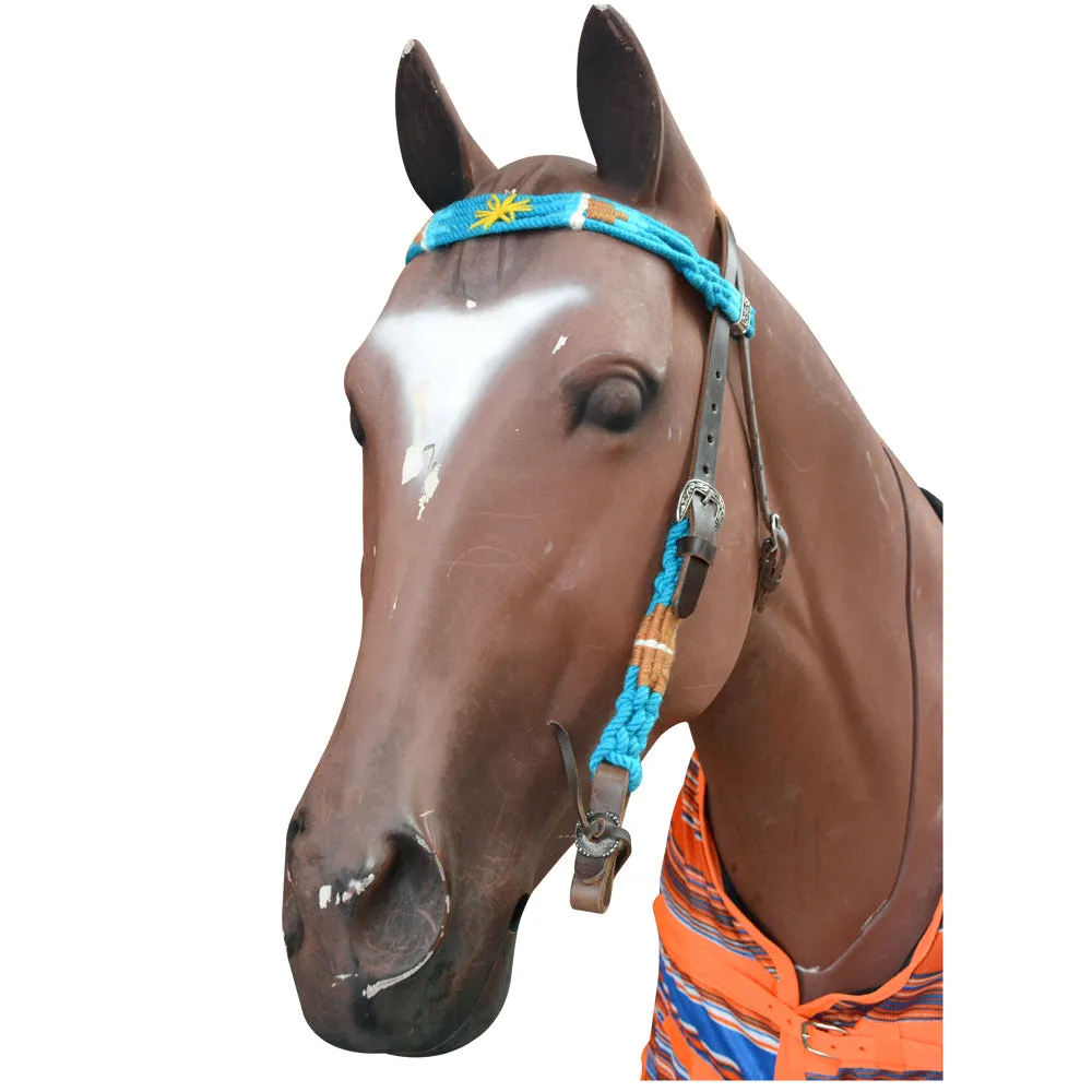HILASON Sun Western Wool Headstall & Breast Collar Tack Set Turquoise & Brown