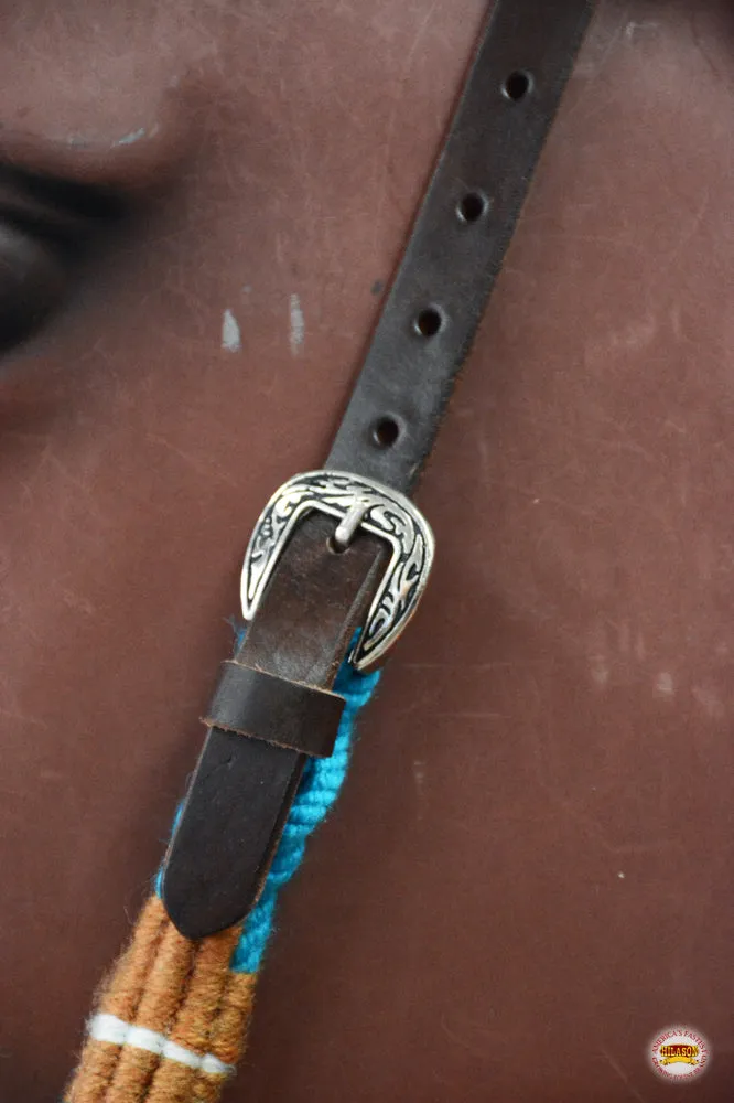 HILASON Sun Western Wool Headstall & Breast Collar Tack Set Turquoise & Brown