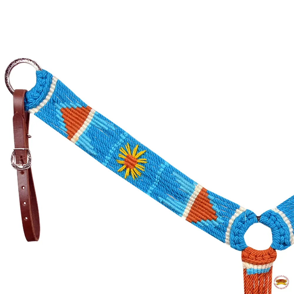 HILASON Sun Western Wool Headstall & Breast Collar Tack Set Turquoise & Brown