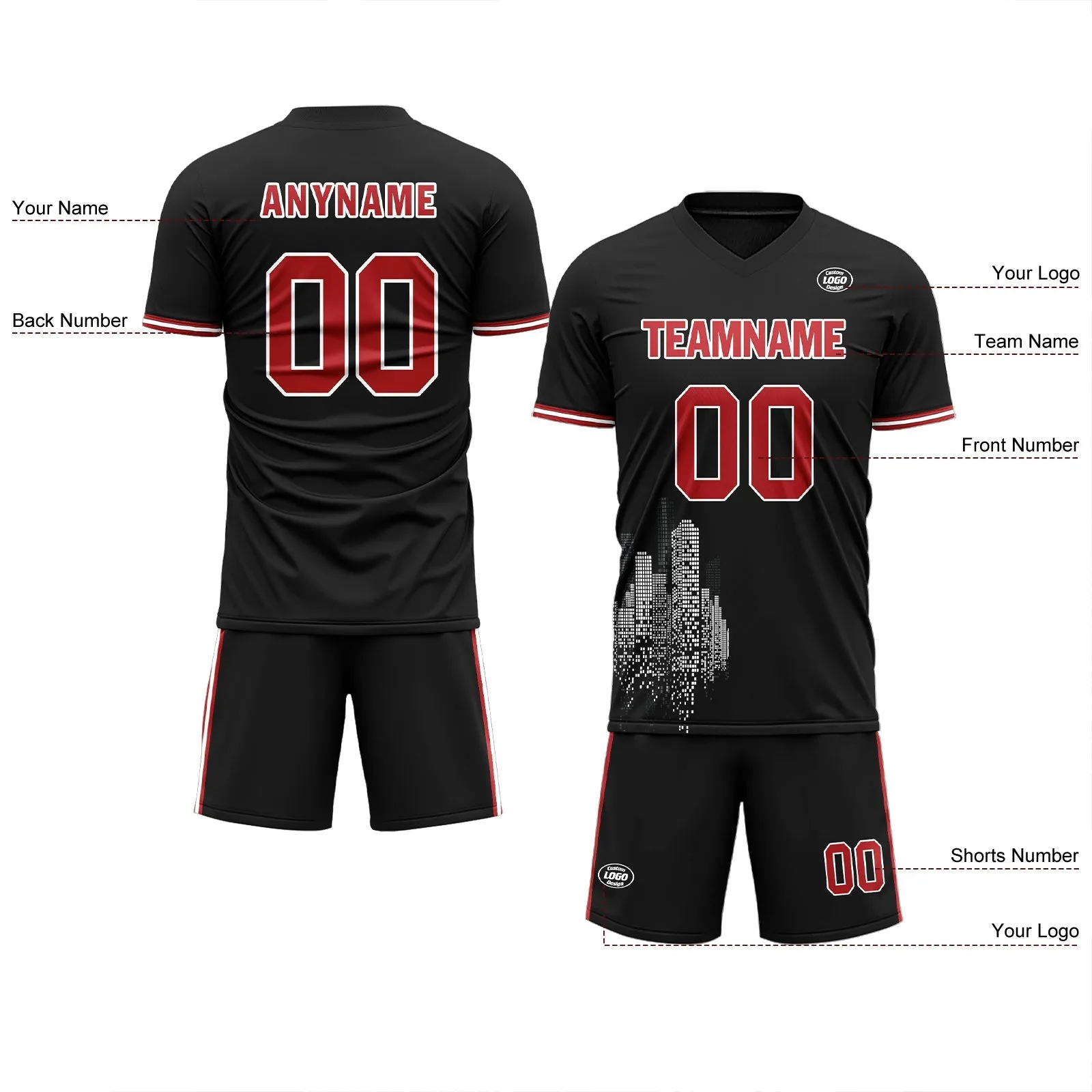 Holiday Gifts,Custom Black Soccer Sets Jersey Personalized SCJ101-D28025
