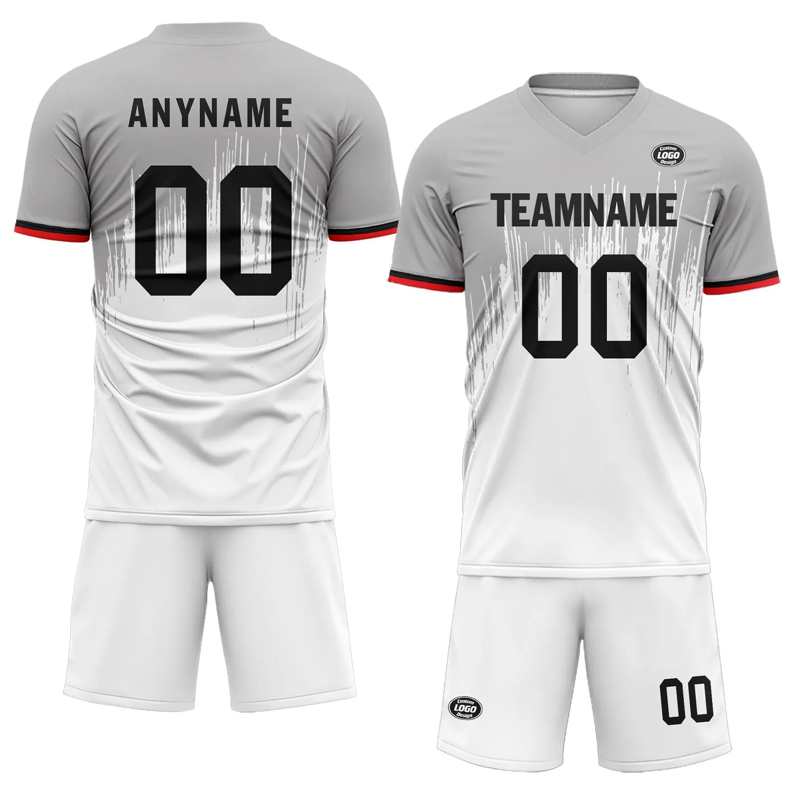 Holiday Gifts,Custom Gray White Soccer Sets Jersey Personalized SCJ101-D28027