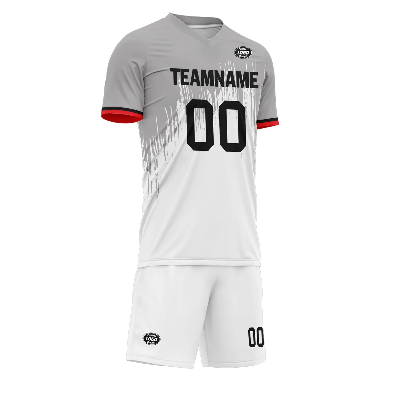Holiday Gifts,Custom Gray White Soccer Sets Jersey Personalized SCJ101-D28027