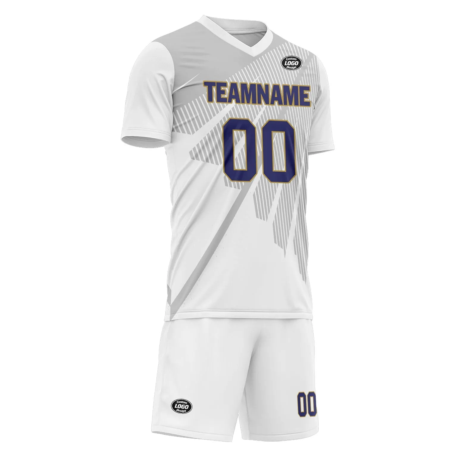 Holiday Gifts,Custom Gray White Soccer Sets Jersey Personalized SCJ101-D28042