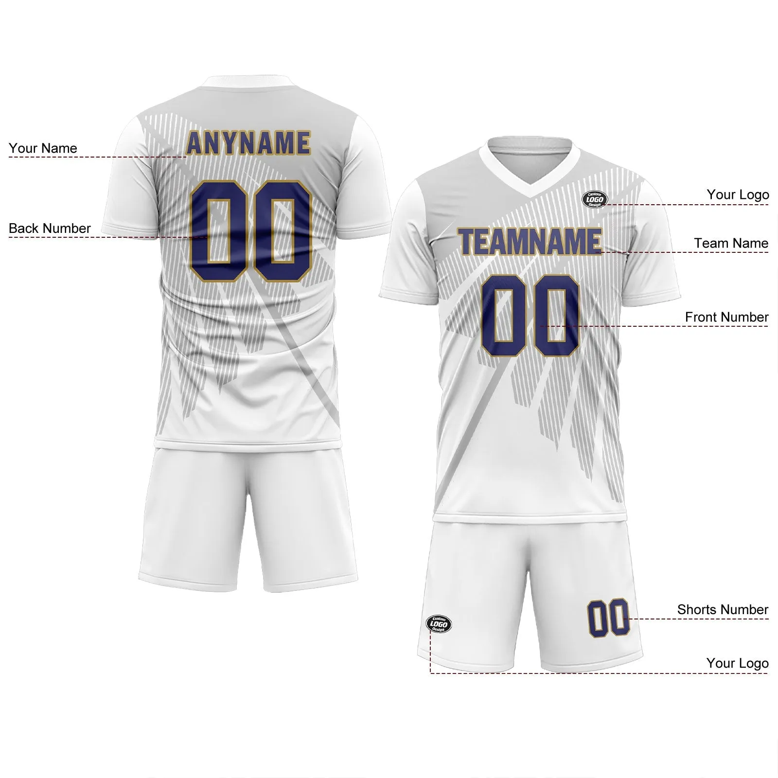 Holiday Gifts,Custom Gray White Soccer Sets Jersey Personalized SCJ101-D28042