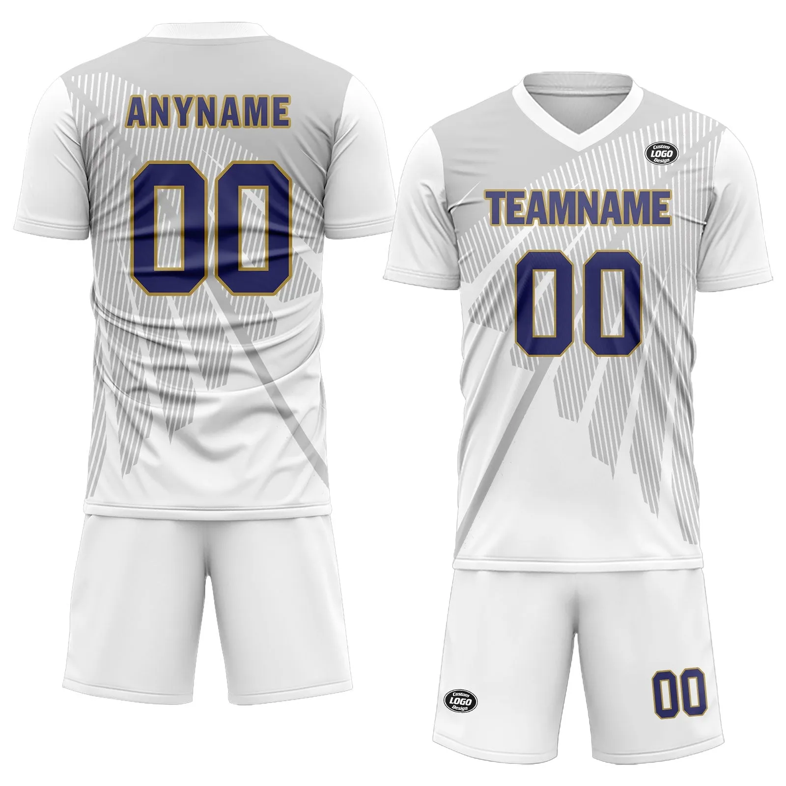 Holiday Gifts,Custom Gray White Soccer Sets Jersey Personalized SCJ101-D28042