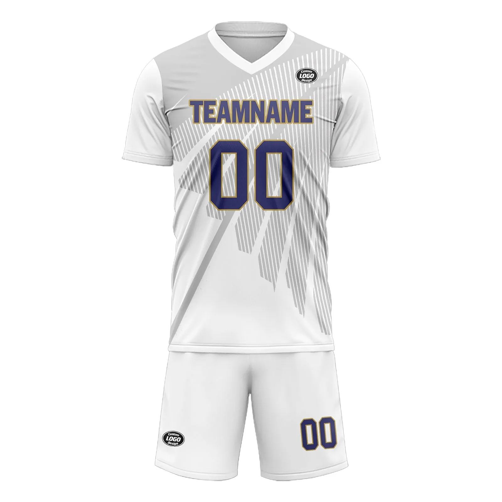 Holiday Gifts,Custom Gray White Soccer Sets Jersey Personalized SCJ101-D28042