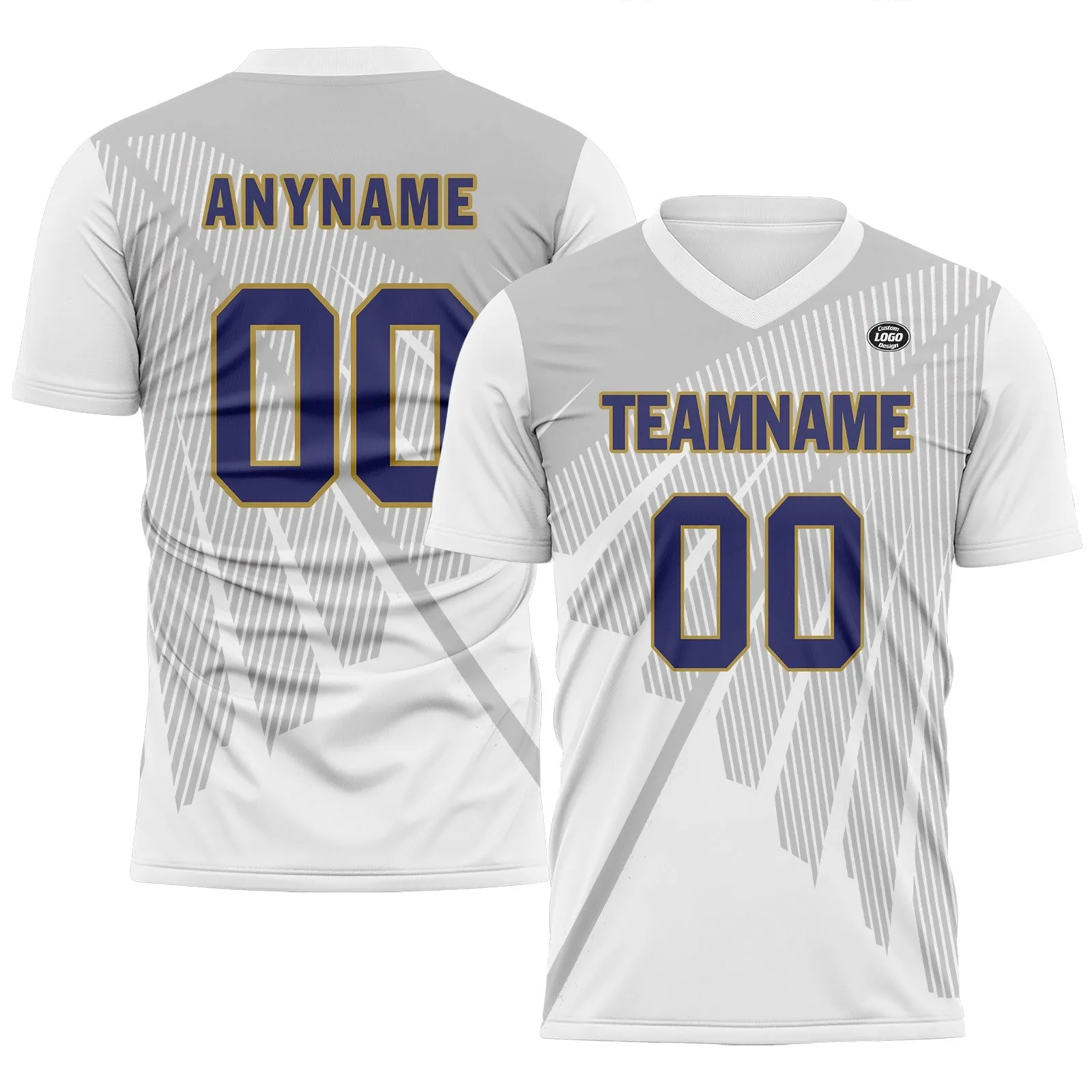 Holiday Gifts,Custom Gray White Soccer Sets Jersey Personalized SCJ101-D28042