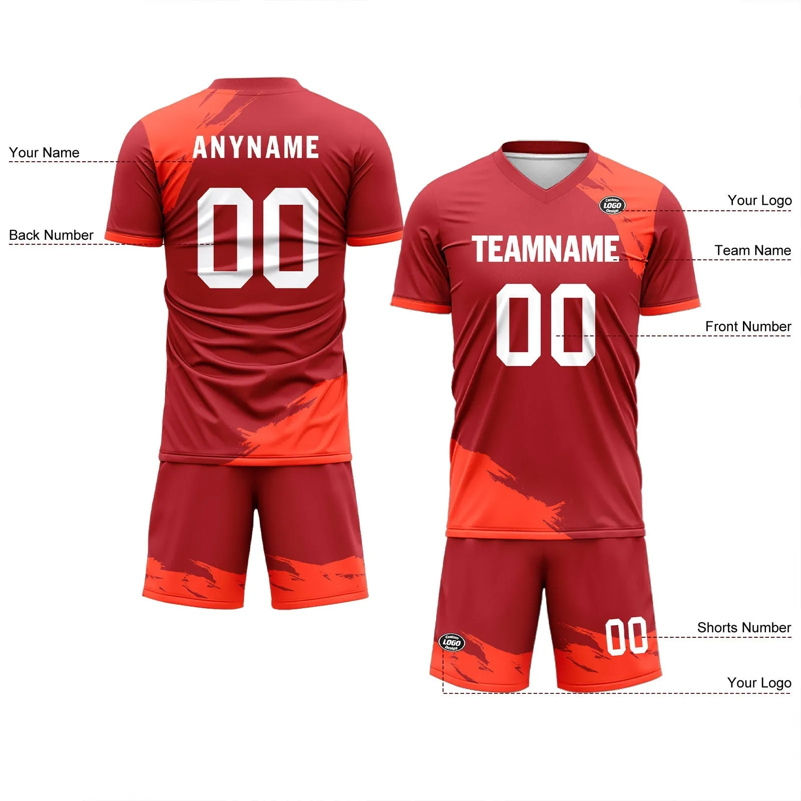 Holiday Gifts,Custom Red Soccer Sets Jersey Personalized SCJ101-D28031