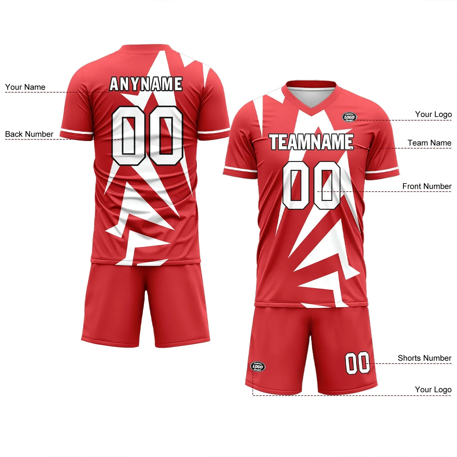 Holiday Gifts,Custom Red White Soccer Sets Jersey Personalized SCJ101-D28022