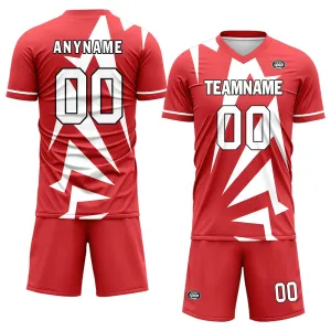 Holiday Gifts,Custom Red White Soccer Sets Jersey Personalized SCJ101-D28022