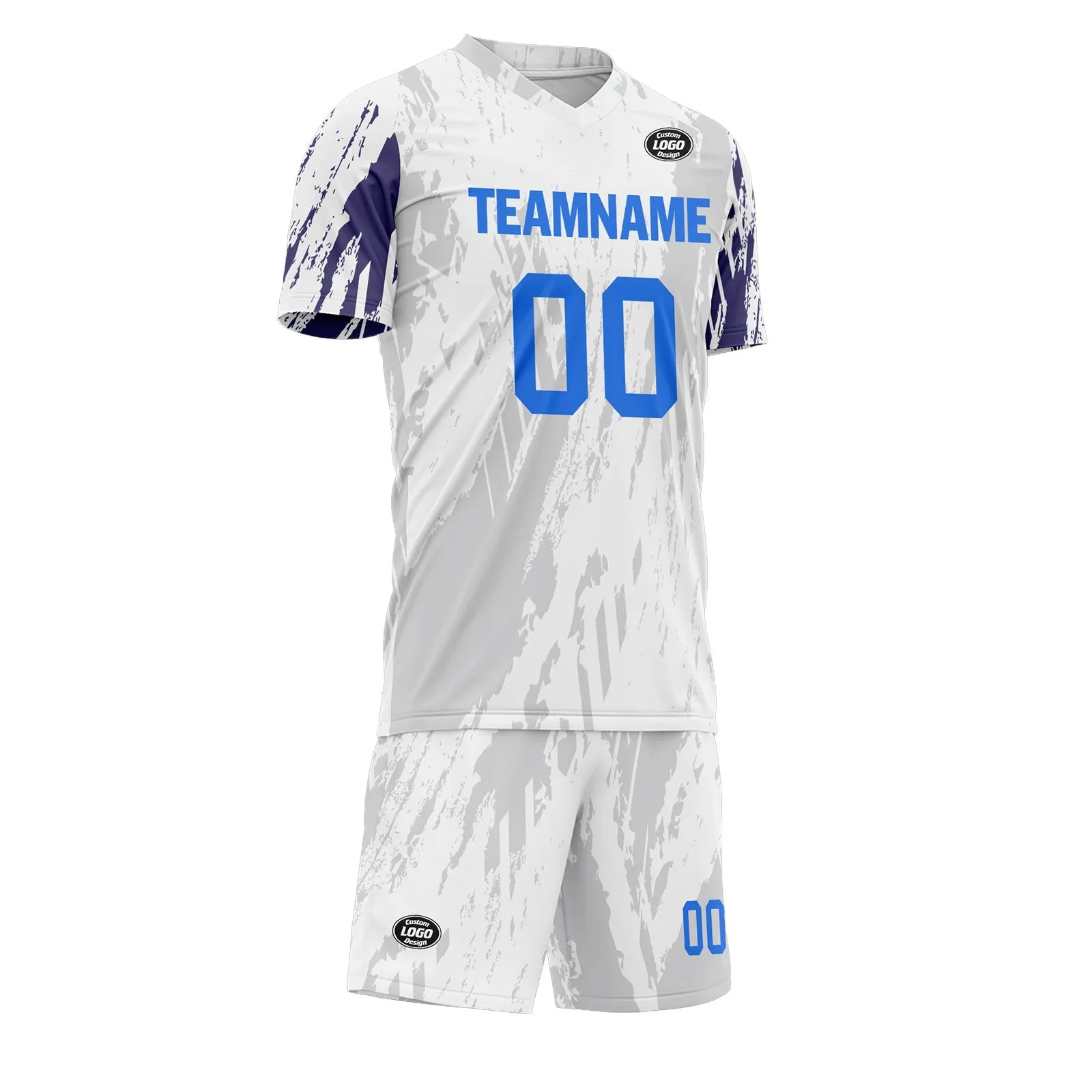 Holiday Gifts,Custom White Gray Soccer Sets Jersey Personalized SCJ101-D28043