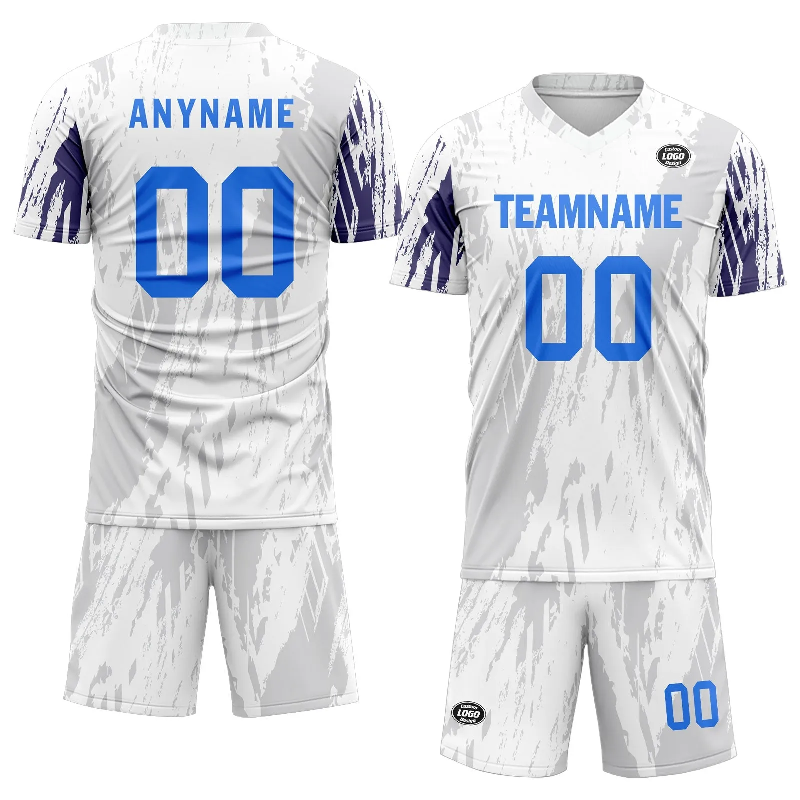 Holiday Gifts,Custom White Gray Soccer Sets Jersey Personalized SCJ101-D28043