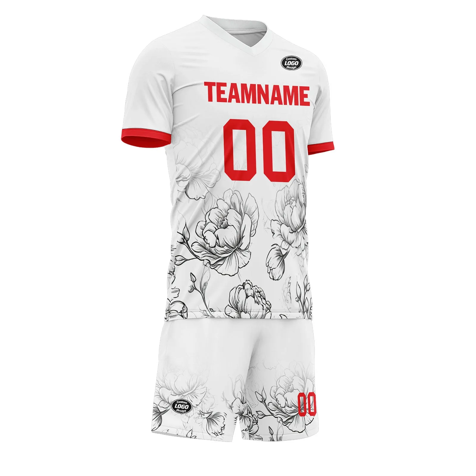 Holiday Gifts,Custom White Red Soccer Sets Jersey Personalized SCJ101-D28030