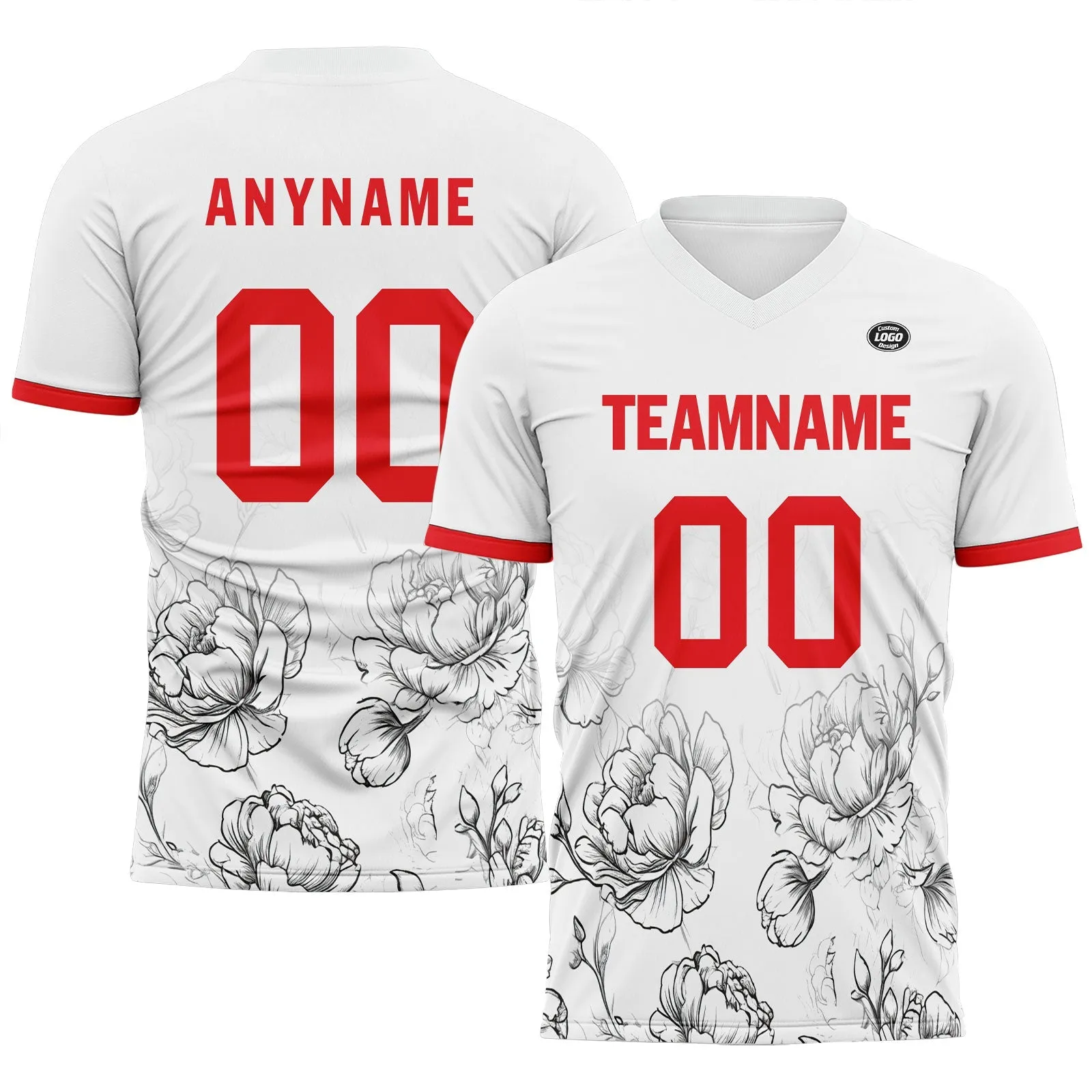 Holiday Gifts,Custom White Red Soccer Sets Jersey Personalized SCJ101-D28030