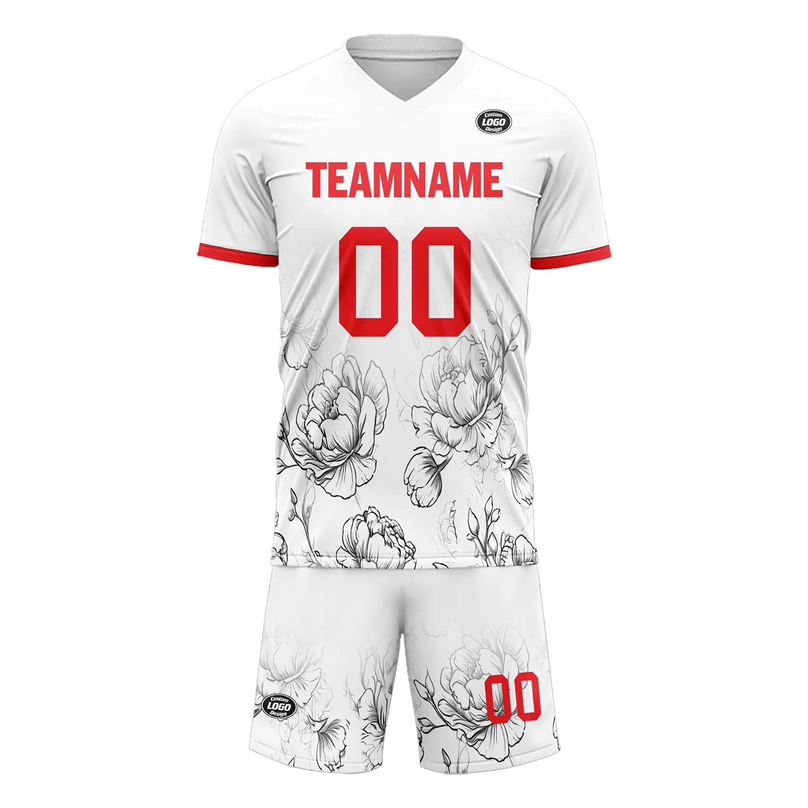 Holiday Gifts,Custom White Red Soccer Sets Jersey Personalized SCJ101-D28030