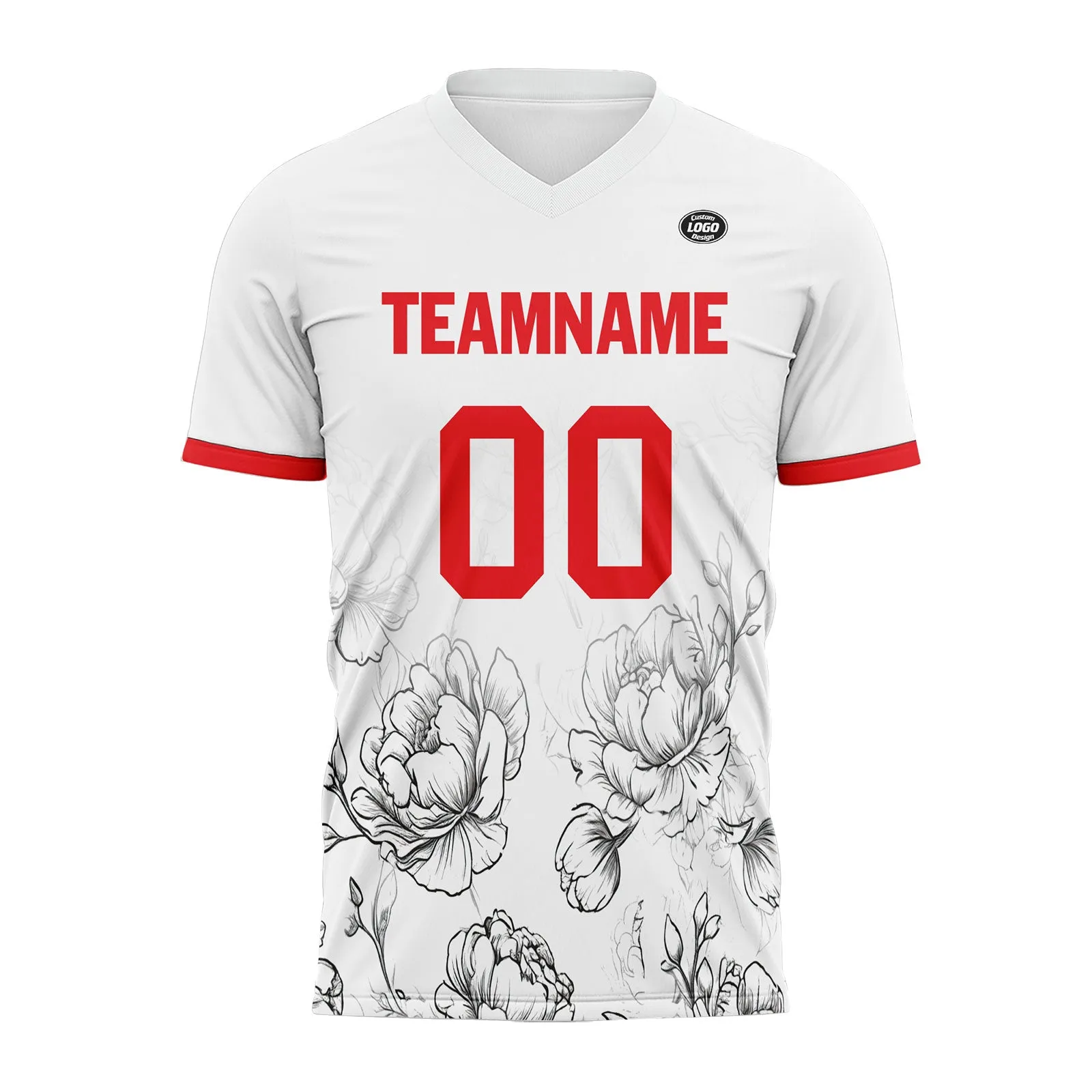 Holiday Gifts,Custom White Red Soccer Sets Jersey Personalized SCJ101-D28030