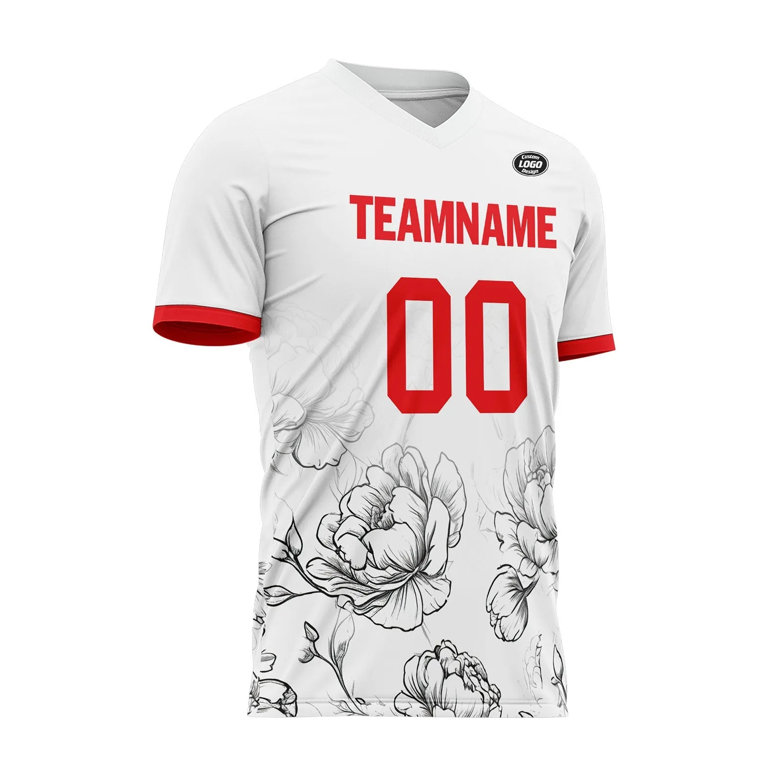 Holiday Gifts,Custom White Red Soccer Sets Jersey Personalized SCJ101-D28030