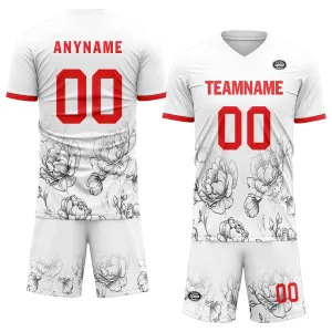 Holiday Gifts,Custom White Red Soccer Sets Jersey Personalized SCJ101-D28030
