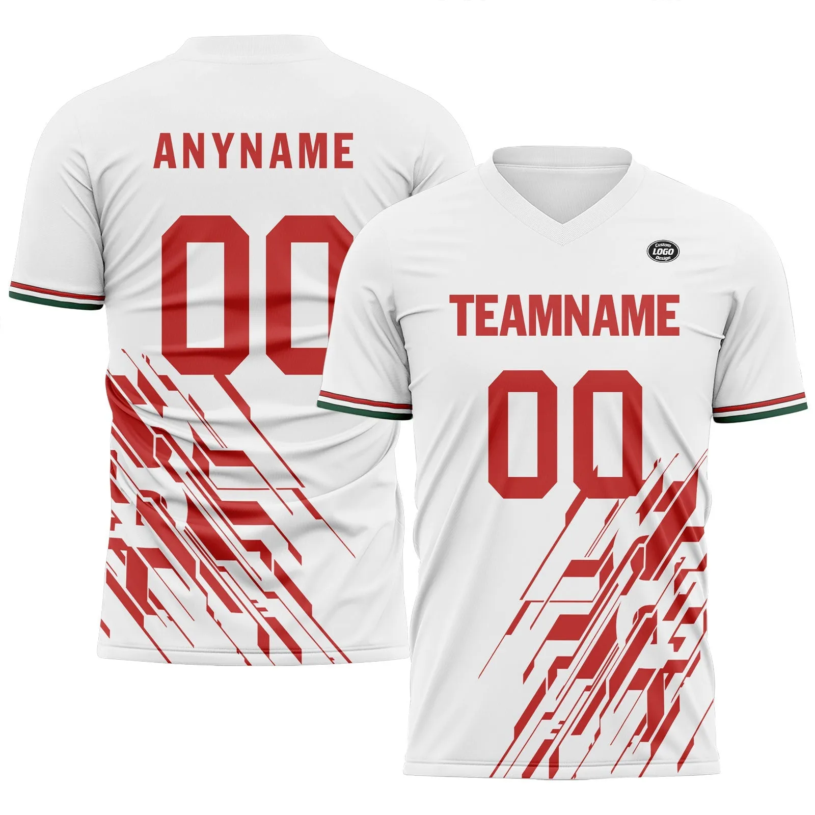 Holiday Gifts,Custom White Red Soccer Sets Jersey Personalized SCJ101-D28035