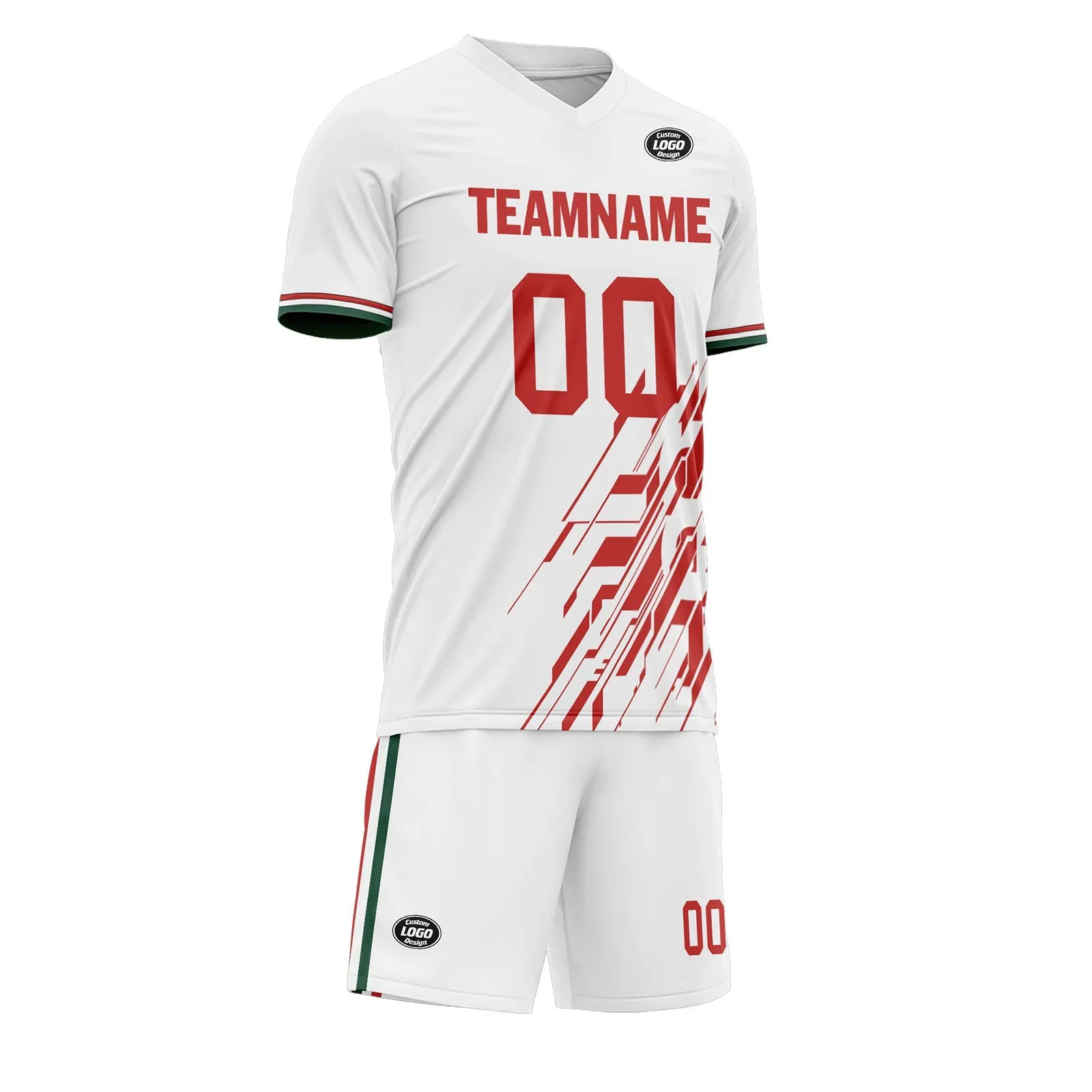 Holiday Gifts,Custom White Red Soccer Sets Jersey Personalized SCJ101-D28035