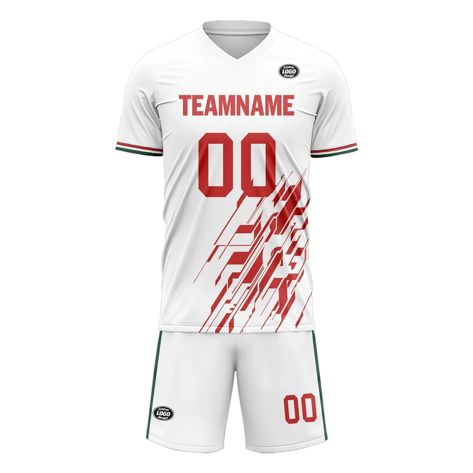 Holiday Gifts,Custom White Red Soccer Sets Jersey Personalized SCJ101-D28035