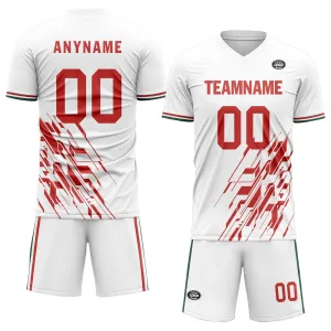Holiday Gifts,Custom White Red Soccer Sets Jersey Personalized SCJ101-D28035