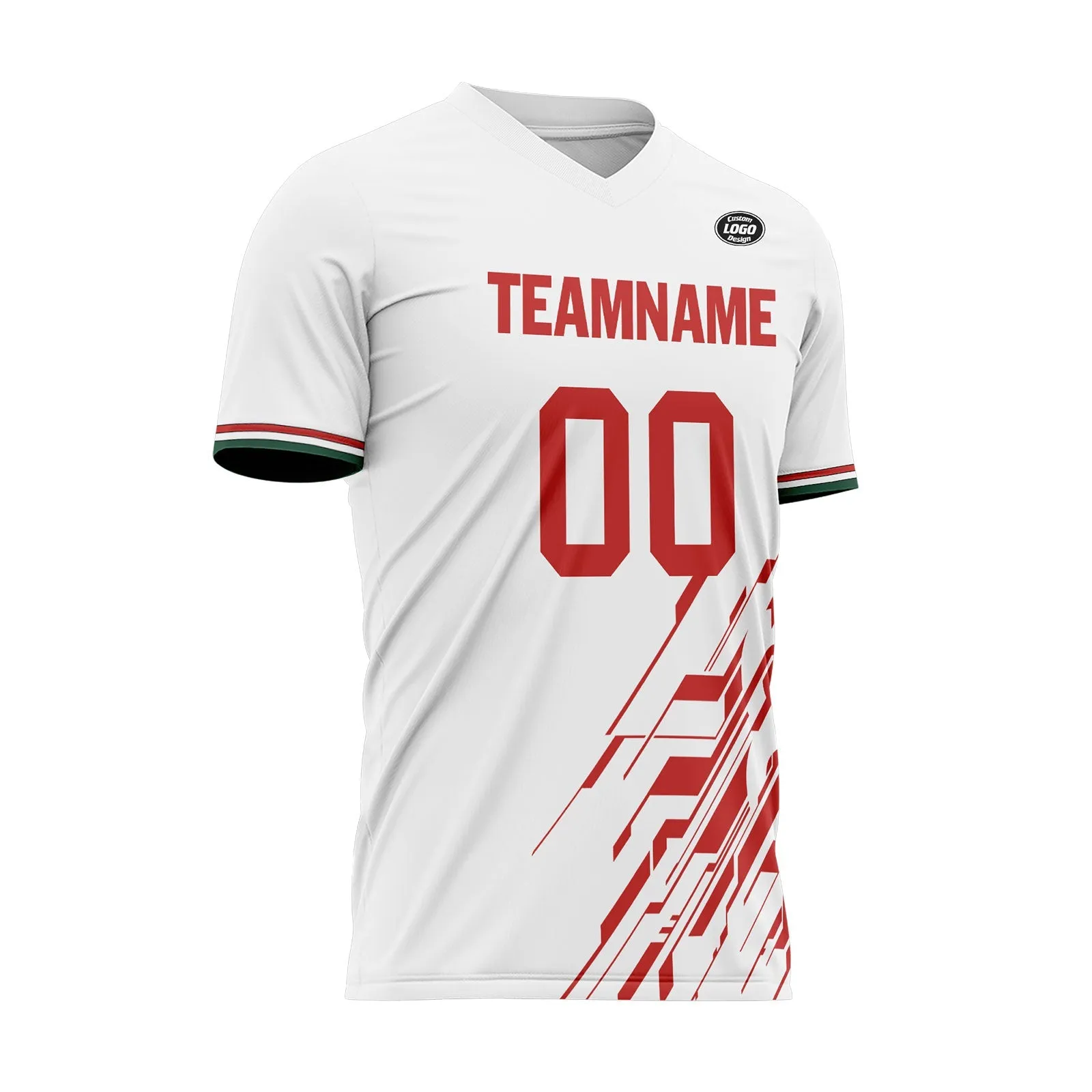 Holiday Gifts,Custom White Red Soccer Sets Jersey Personalized SCJ101-D28035