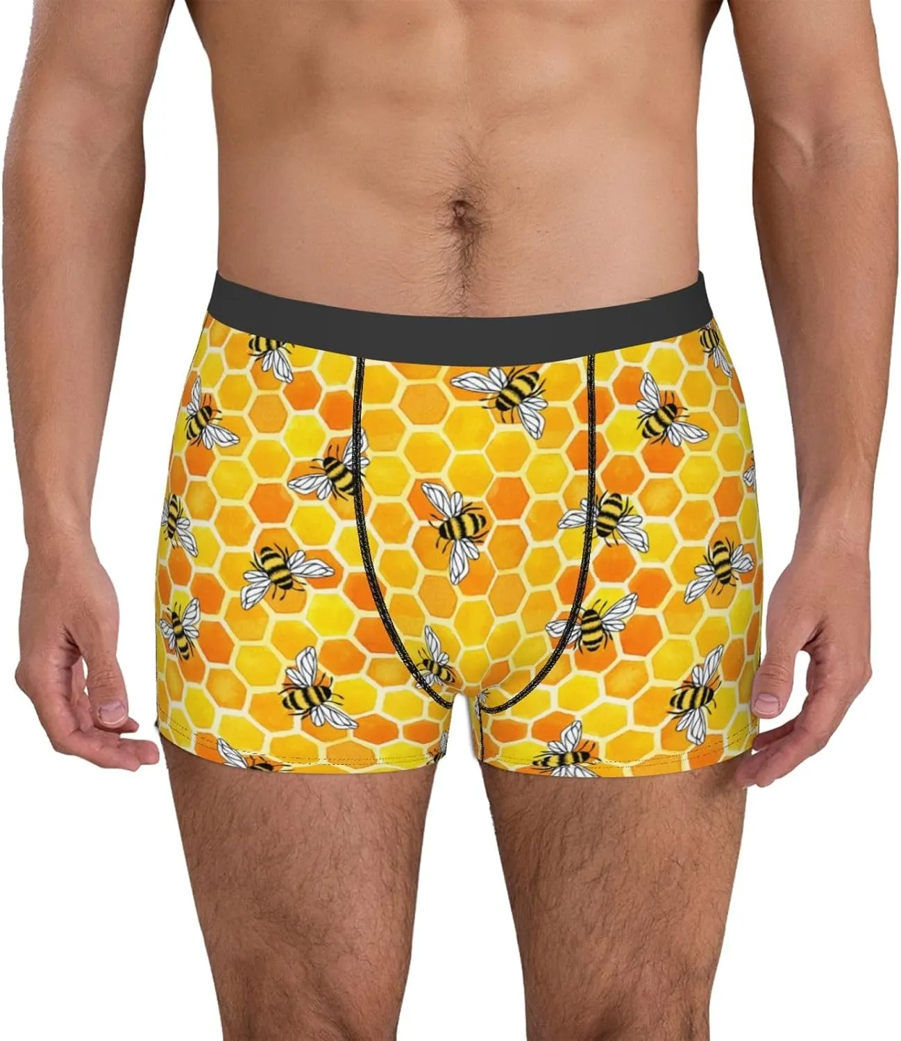 Honeycombs Print Boxer Briefs For Men Breathable Underwear-