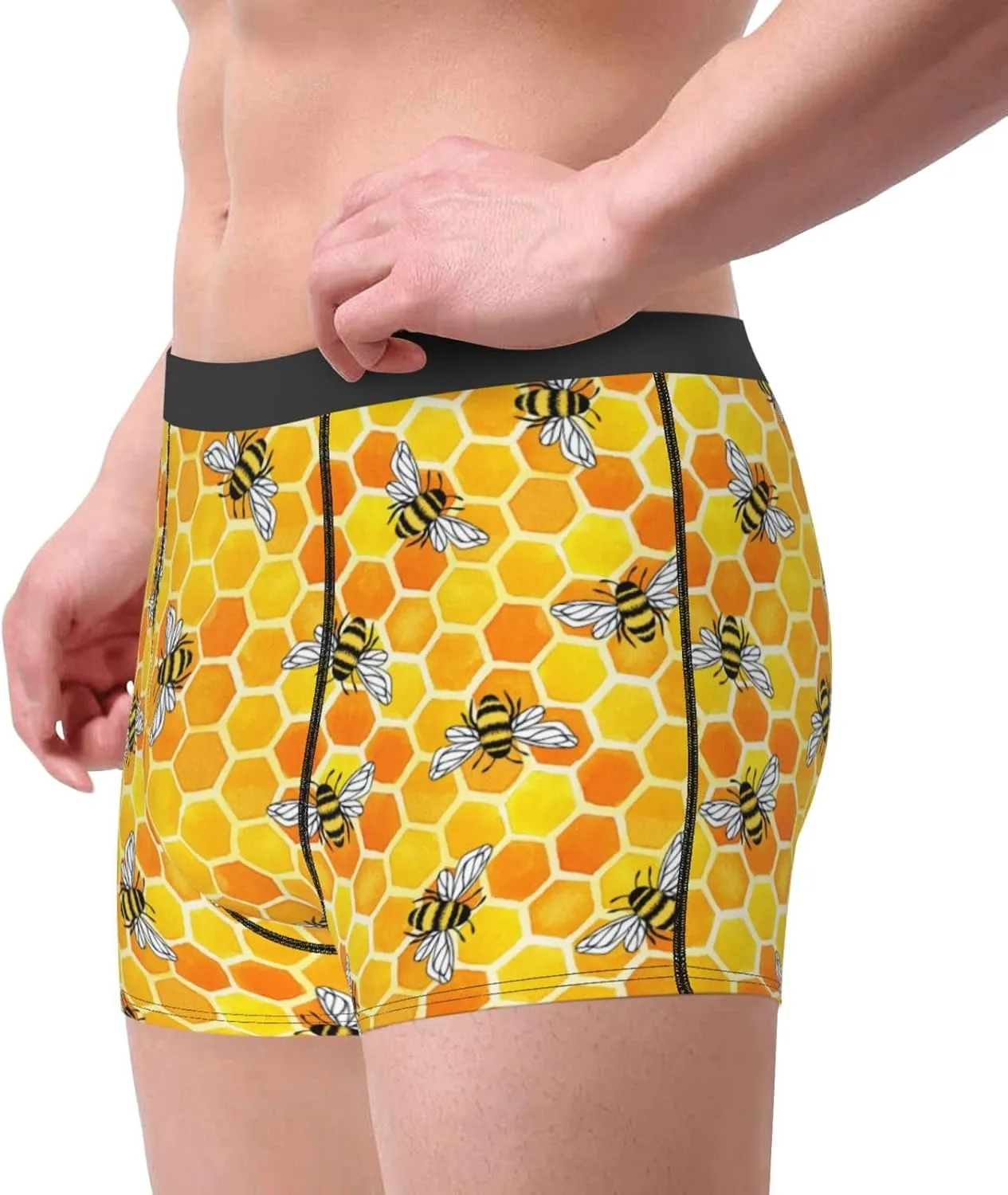 Honeycombs Print Boxer Briefs For Men Breathable Underwear-