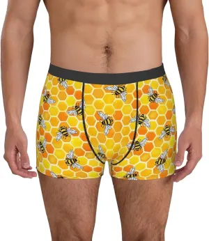 Honeycombs Print Boxer Briefs For Men Breathable Underwear-