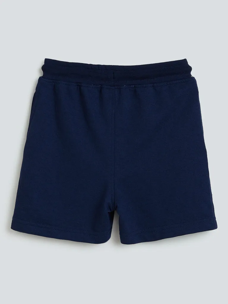 HOP Kids Navy Basketball Pattern Shorts
