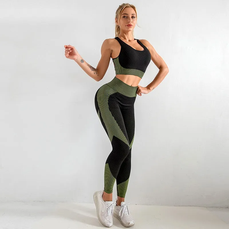 HOT Women Seamless Yoga Set New Summer Sleeveless Yoga Crop Tops Hip Up Booty Gym Leggings Fitness Workout Tracksuits
