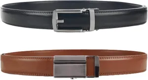 Jacob Alexander 2 Pack or 3 Pack Men's Genuine Leather Adjustable Dress Ratchet Track Belt
