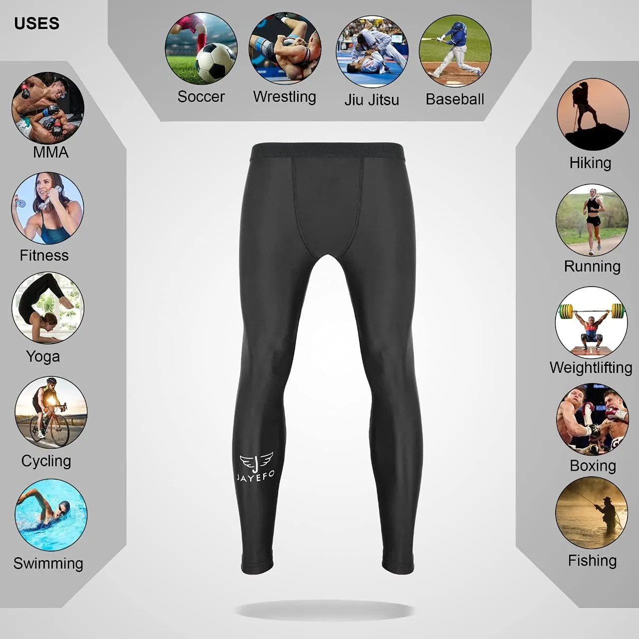 Jayefo Compression Pants Men - Rashguard Mens Compression Leggings for Workout, Gym, Boxing, MMA, BJJ, Basketball,Football