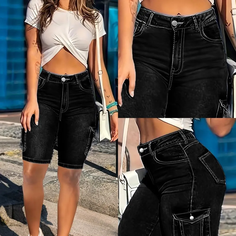 Jean Shorts for Women High Waisted Trendy Causal Stretchy Jean Shorts Womens High Waisted Stretchy with Pockets