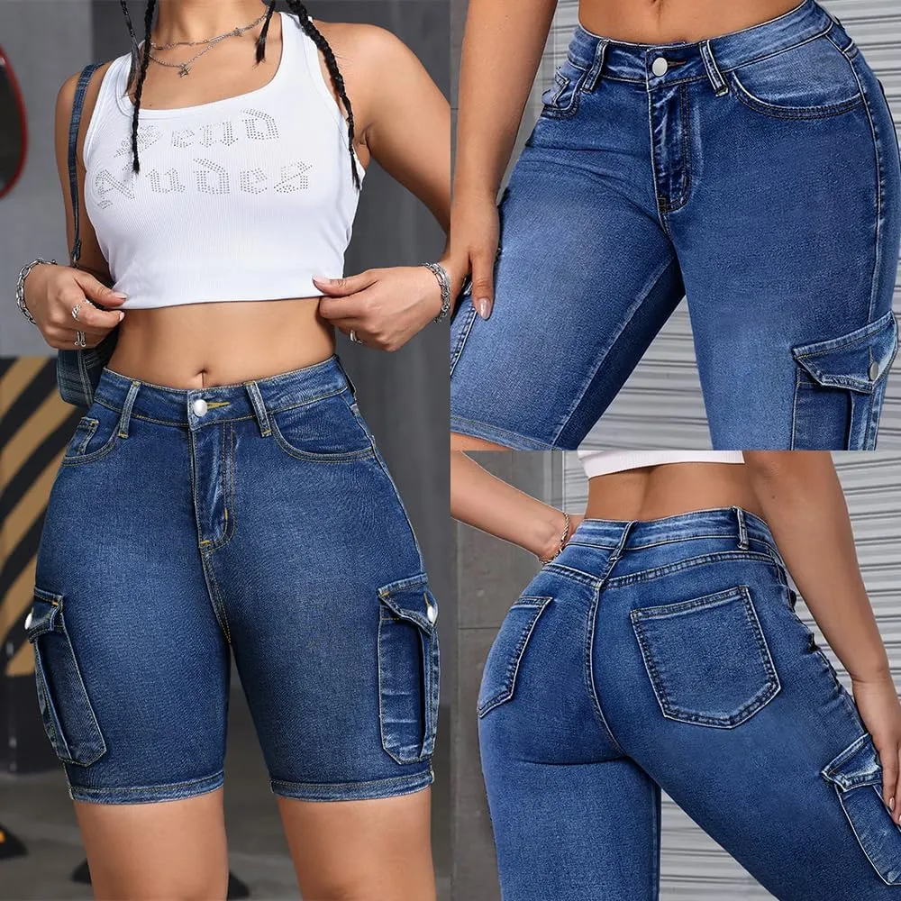 Jean Shorts for Women High Waisted Trendy Causal Stretchy Jean Shorts Womens High Waisted Stretchy with Pockets