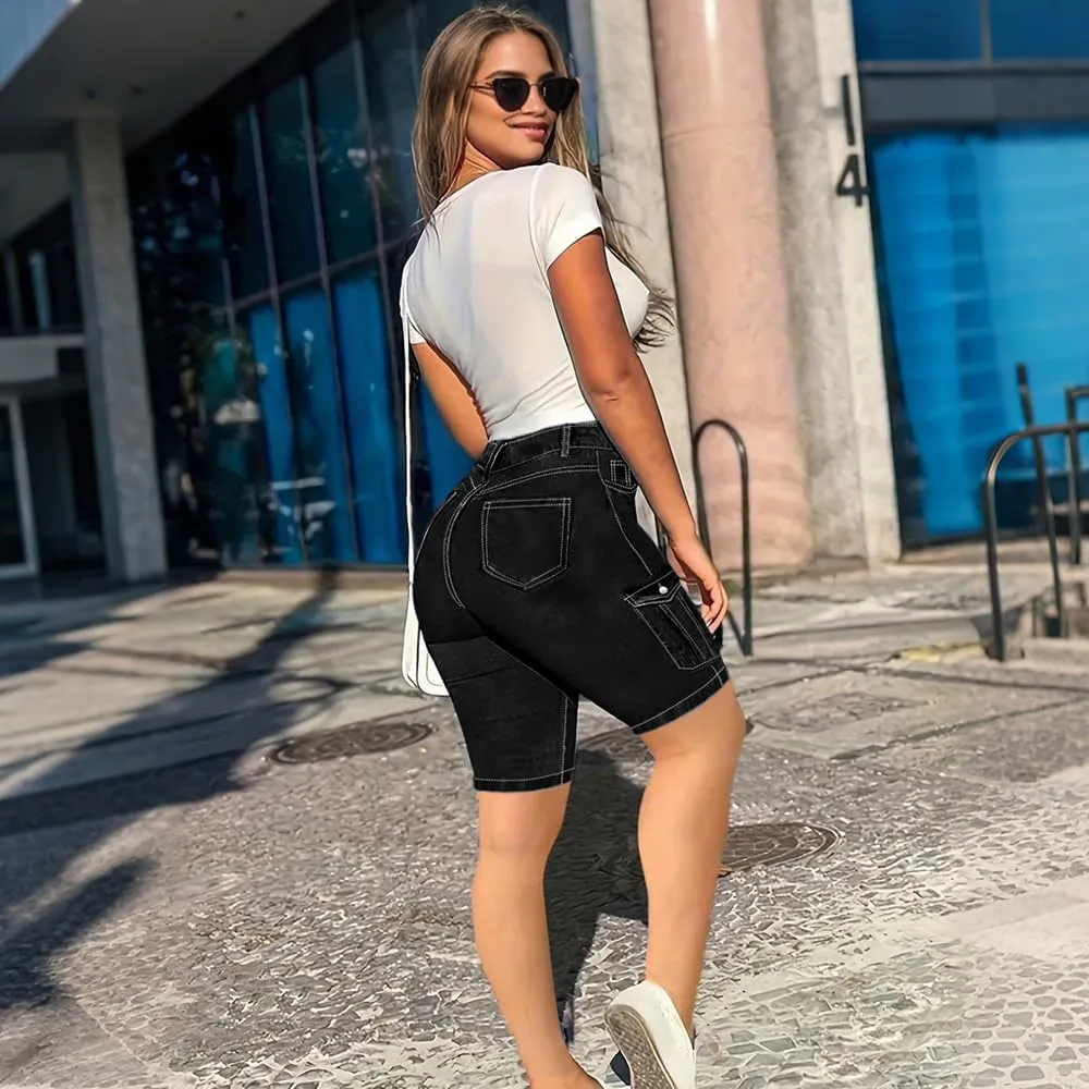 Jean Shorts for Women High Waisted Trendy Causal Stretchy Jean Shorts Womens High Waisted Stretchy with Pockets
