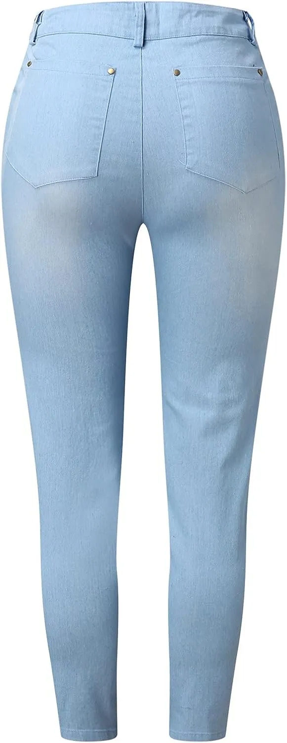 Jeans for Women High Waist - Casual Embroidery Pencil Pants Pants High Waist Womens Skinny Pants