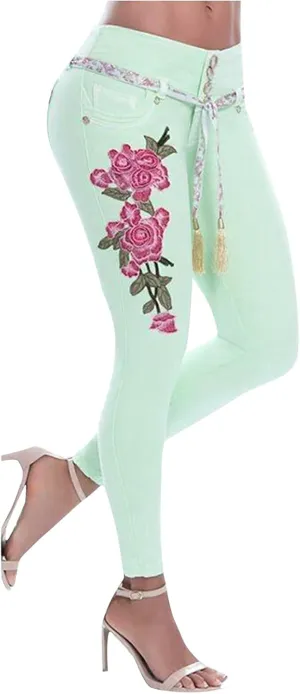 Jeans for Women High Waist - Casual Embroidery Pencil Pants Pants High Waist Womens Skinny Pants