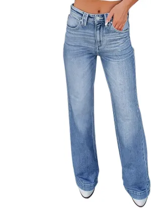 Jeans for Women Trendy Women's Solid Color Straight High Waist Stretch Slim Jeans Woman High Waist Pants