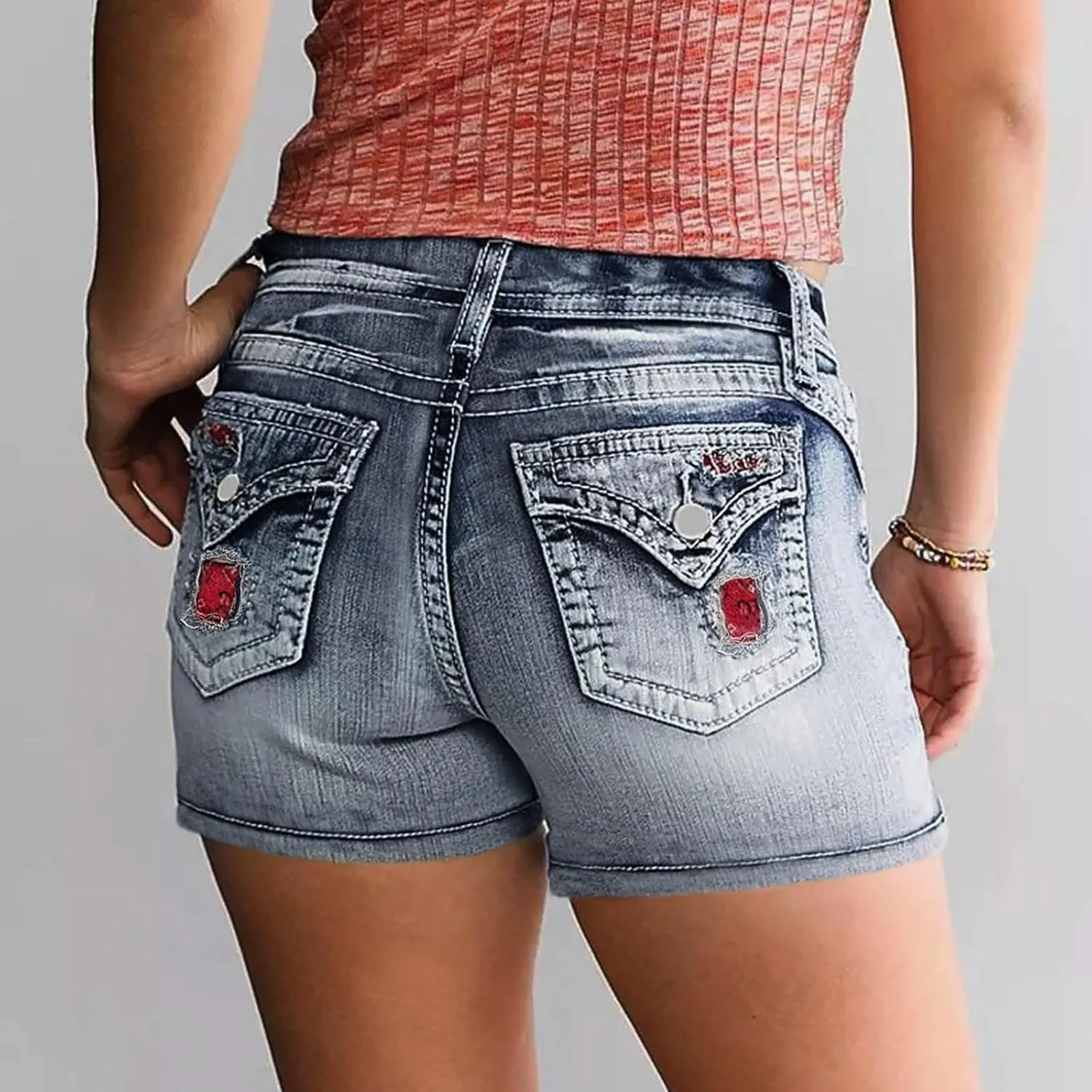 Jeans Shorts for Women Casual High Waisted Womens Denim Shorts Frayed Ripped Distressed Stretchy Stretchy Shorts for Women