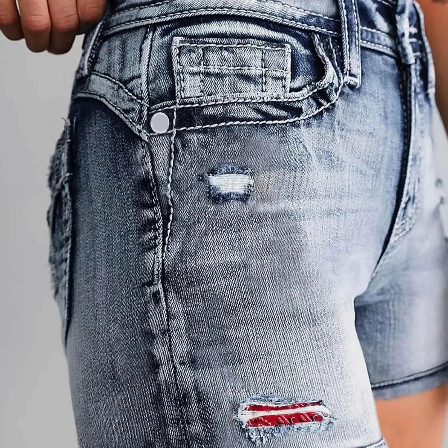 Jeans Shorts for Women Casual High Waisted Womens Denim Shorts Frayed Ripped Distressed Stretchy Stretchy Shorts for Women