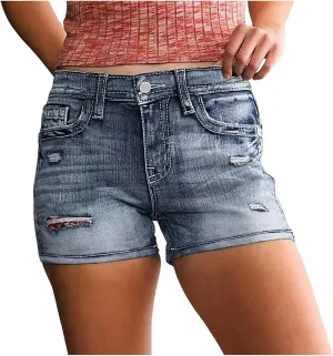 Jeans Shorts for Women Casual High Waisted Womens Denim Shorts Frayed Ripped Distressed Stretchy Stretchy Shorts for Women