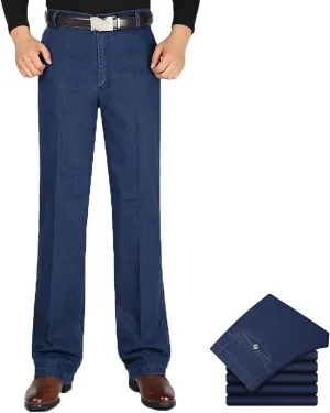 JettJeans Men's High Waist Straight Fit Stretch Jeans, Men's High Waist Straight fit Jeans Fashion Denim Pants