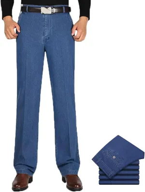 JettJeans Men's High Waist Straight Fit Stretch Jeans, Men's High Waist Straight fit Jeans Fashion Denim Pants