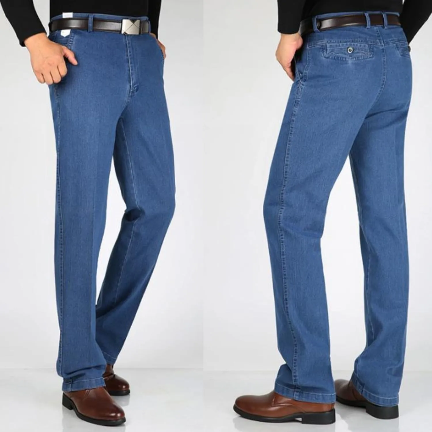 JettJeans Men's High Waist Straight Fit Stretch Jeans, Men's High Waist Straight fit Jeans Fashion Denim Pants