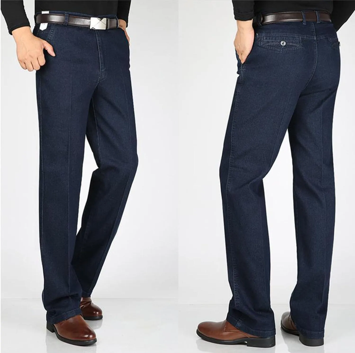 JettJeans Men's High Waist Straight Fit Stretch Jeans, Men's High Waist Straight fit Jeans Fashion Denim Pants