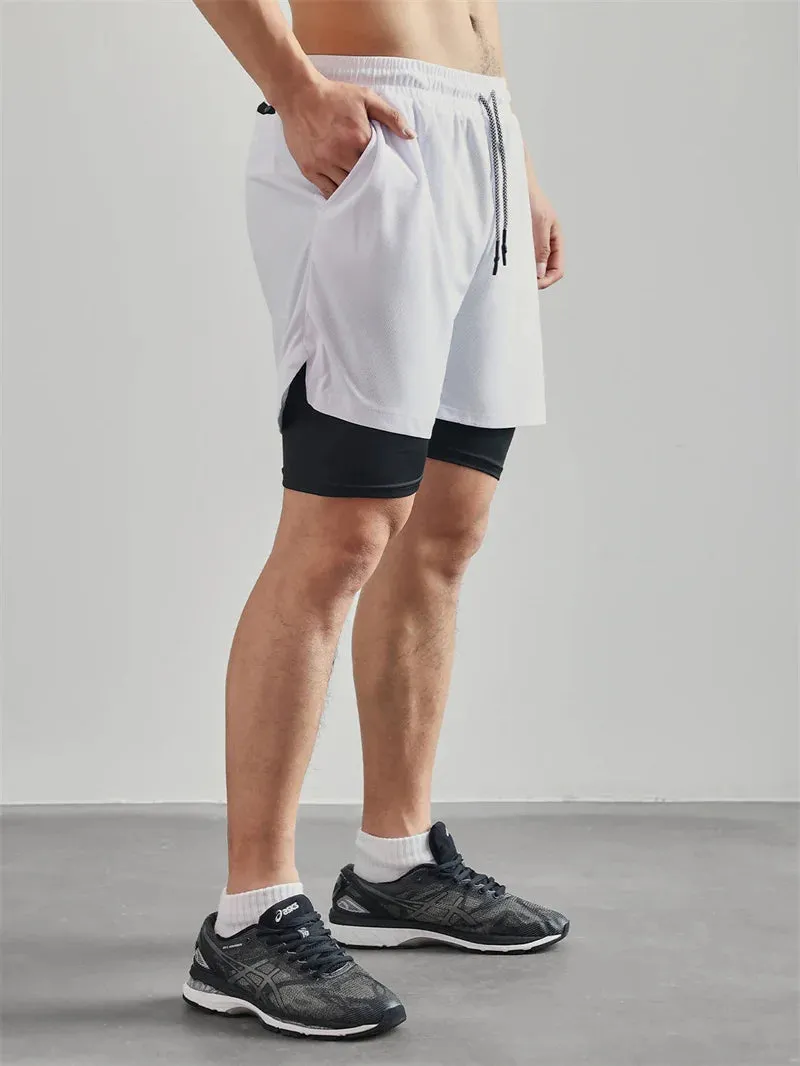 John 3:16 Cross Print 2-in-1 Men’s Running Shorts – Christian Activewear with Phone Pocket; Towel Loop