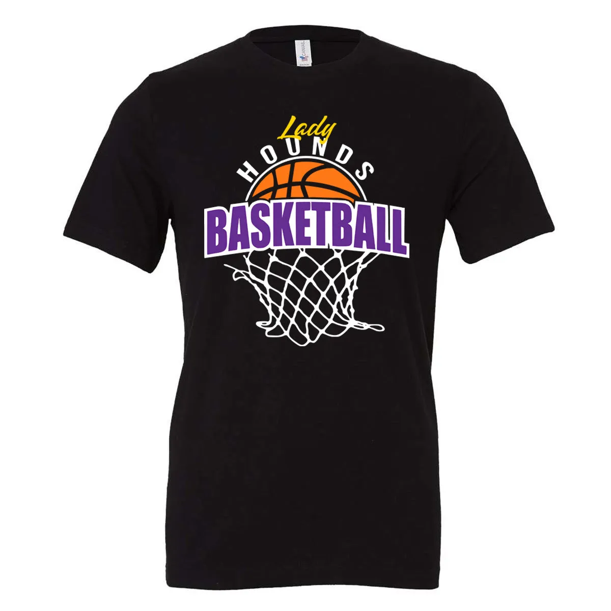 Jones County - Lady Hounds Basketball and Basketball Net - Black (Tee/DriFit/Hoodie/Sweatshirt)