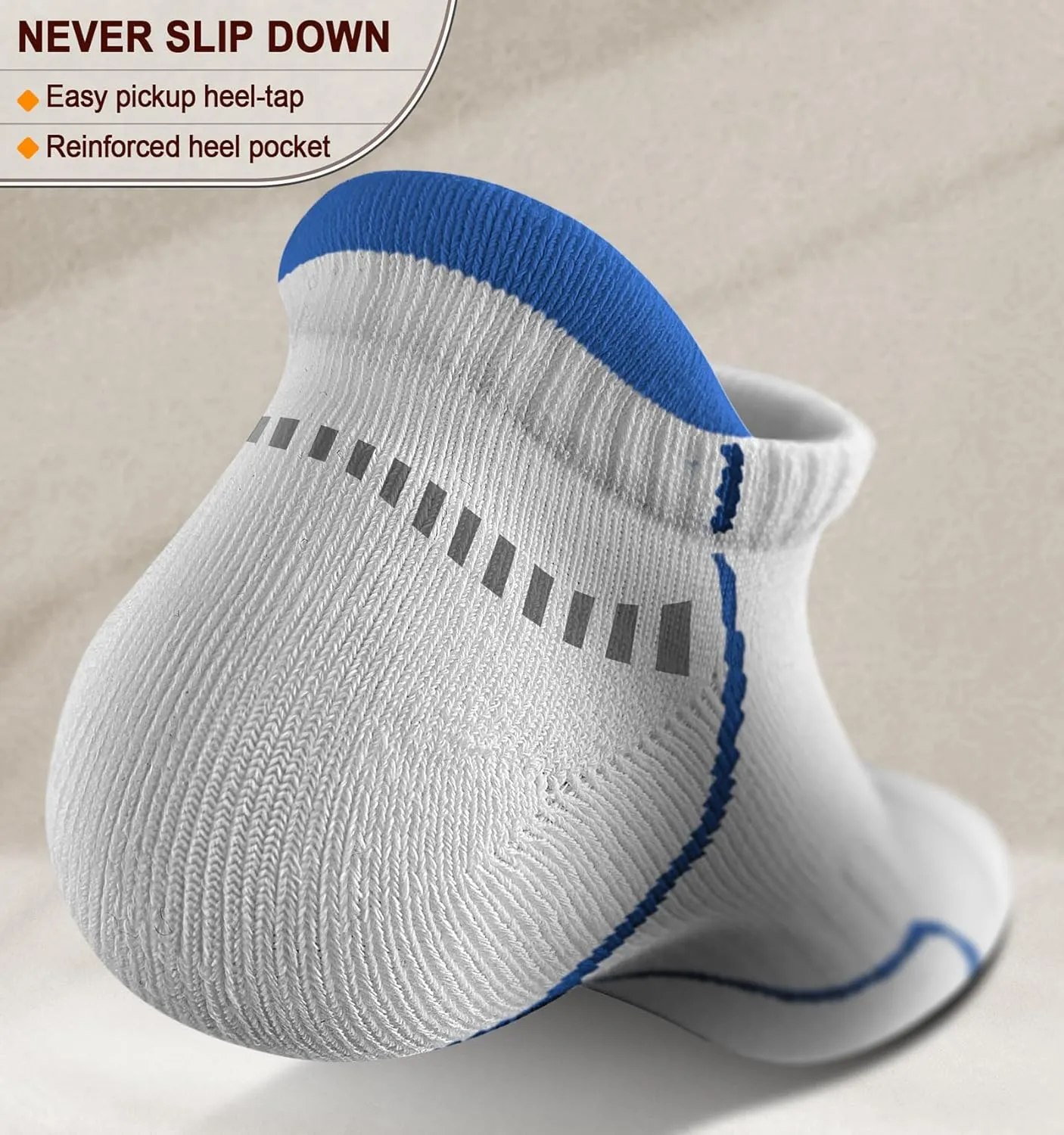 KEMISANT Mens Running Socks 6 Pairs-Athletic Compression Ankle Socks Cushioned for Men Walking-Arch Compression Support